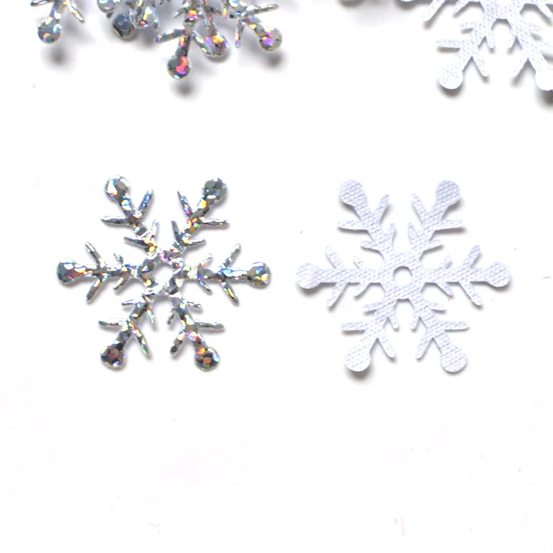80Pcs 25mm Silver Snowflake Laser Cloth Appliques Wedding/Party/Wreath/Christmas Decoration Craft DIY Accessories