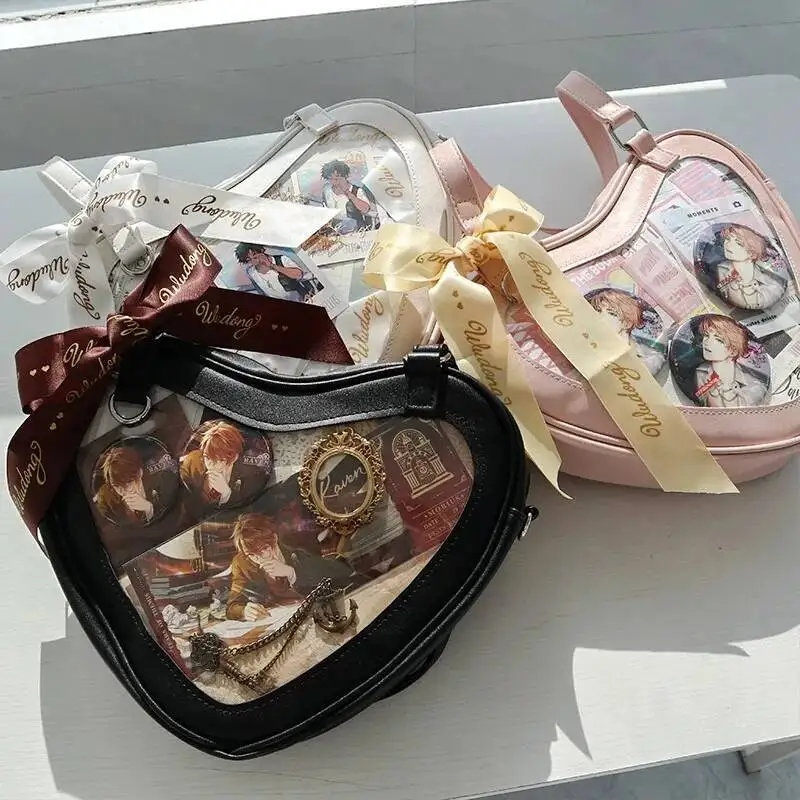 

BLoom Lolita, прозрачная белая сумка Ita, женская новая кожаная сумка через плечо в форме сердца, женская милая милая сумка-мессенджер 2025