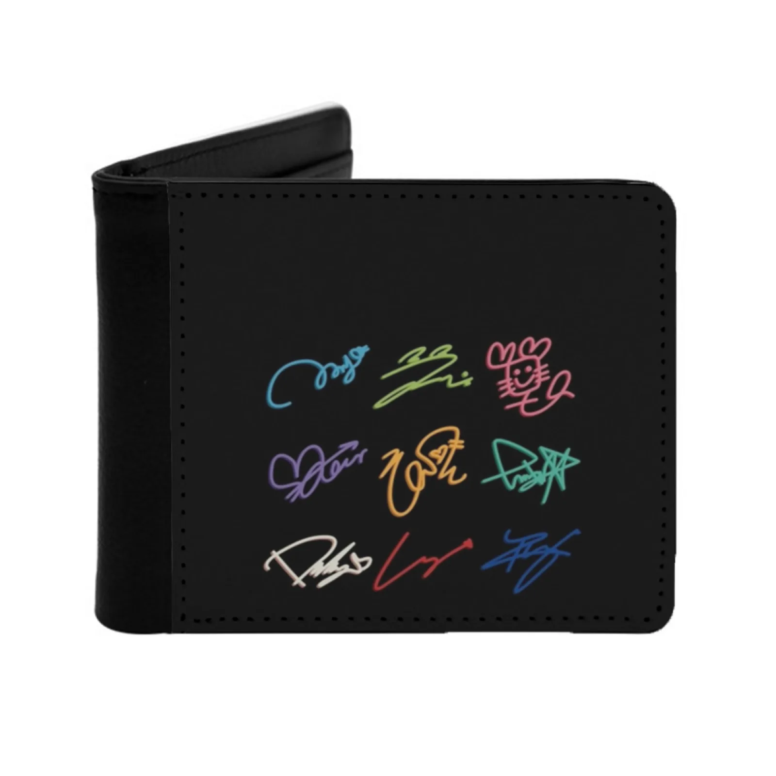 Twice Signatures Short Pu Leather Wallet Men's Wallet Card Holder Purses Cash Pocket Wallet Twice Nayeon Jeongyeon Momo Fury