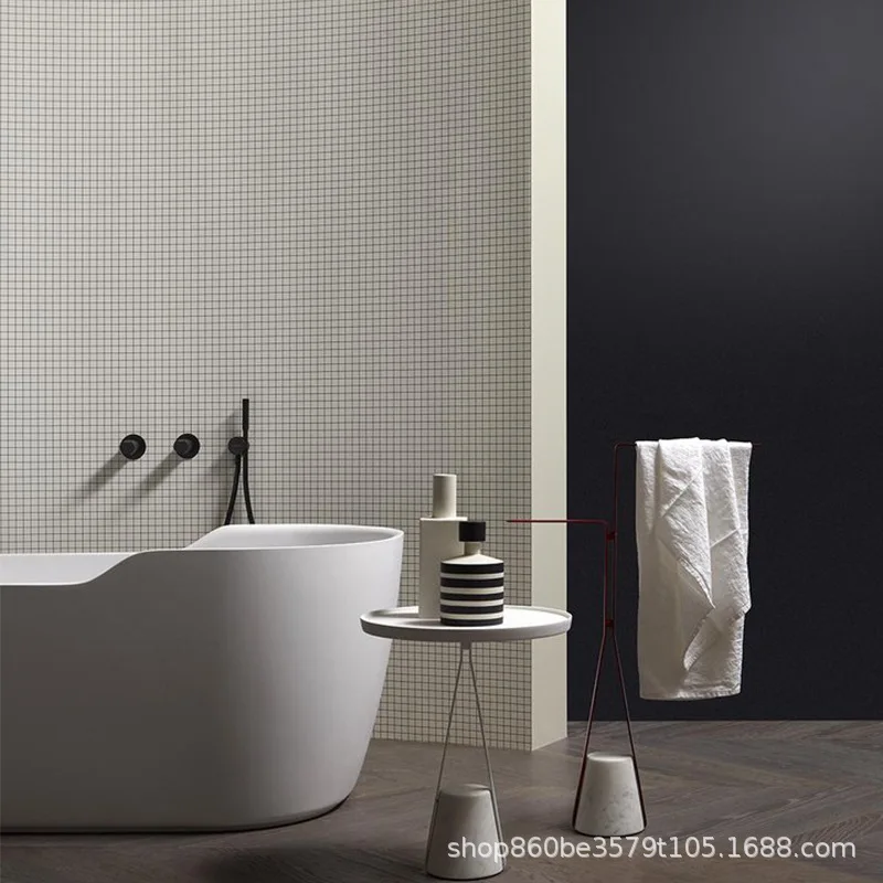 Modern outdoor stainless steel marble towel rack, bathroom non-punching floor rack
