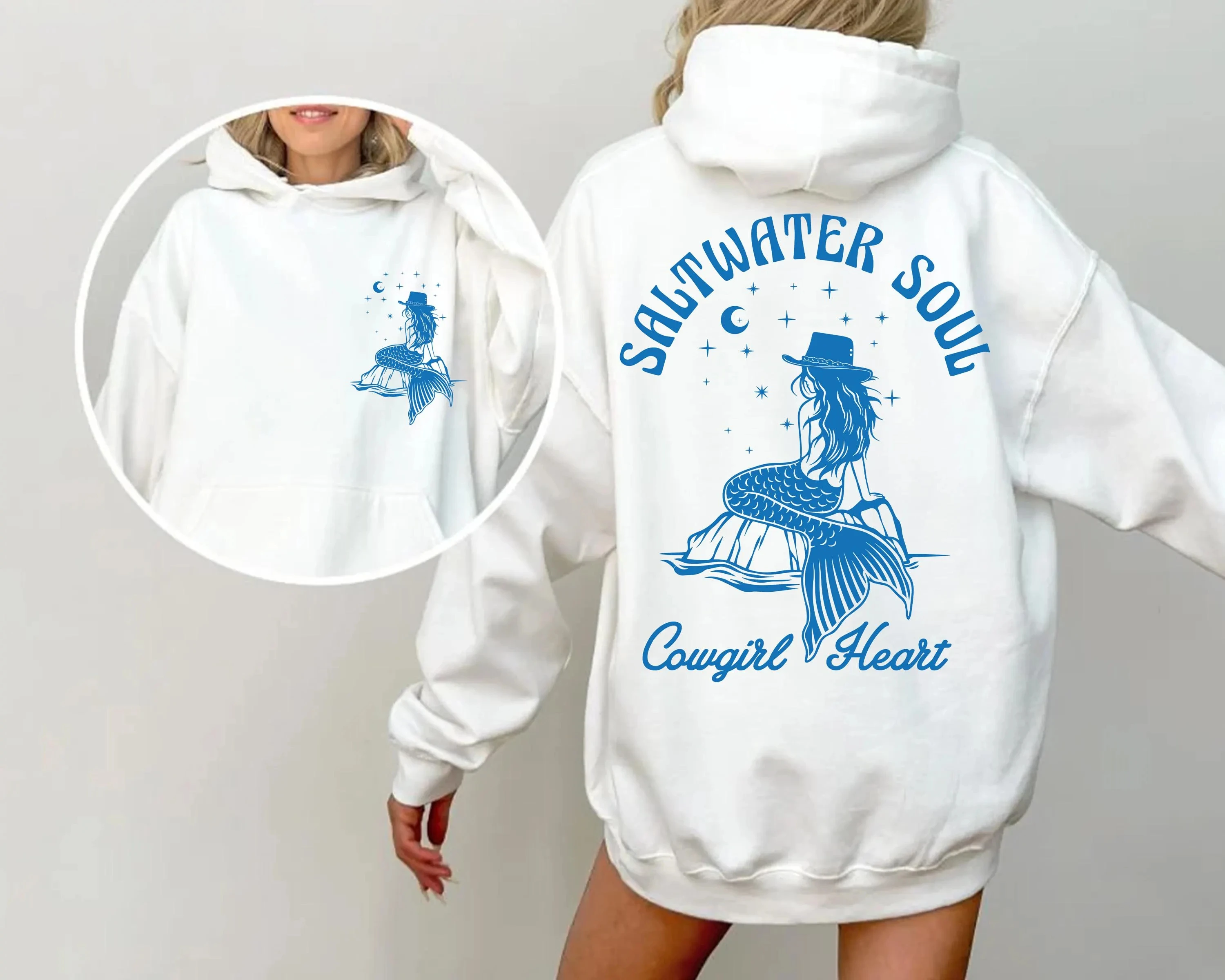 

Coastal Cowgirl Mermaid Hoodie Men's and Women's Long Sleeve Sweatshirt Pullover Y2k Tops Fashion Casual Autumn Winter Clothing
