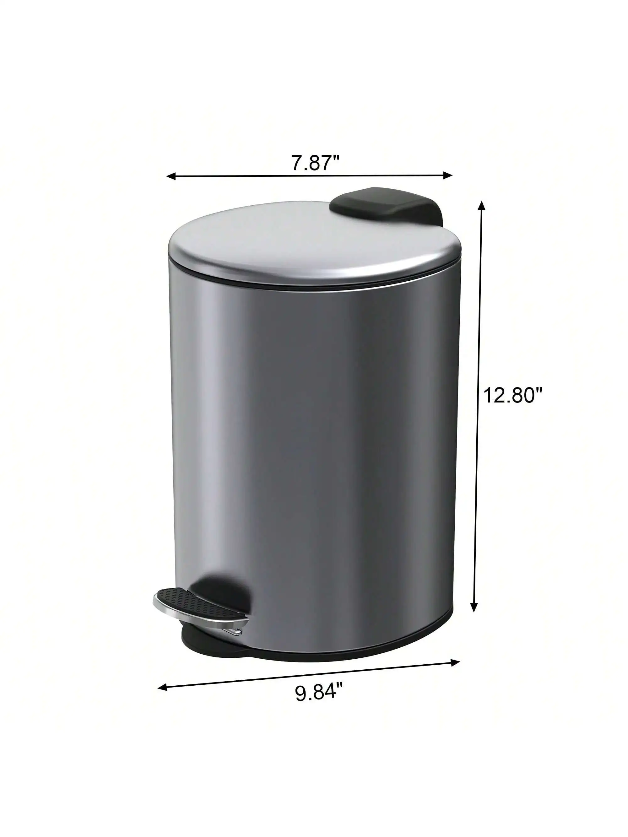 1.85 Gallon Step-On Trash Can, Bathroom And Office Wastebasket