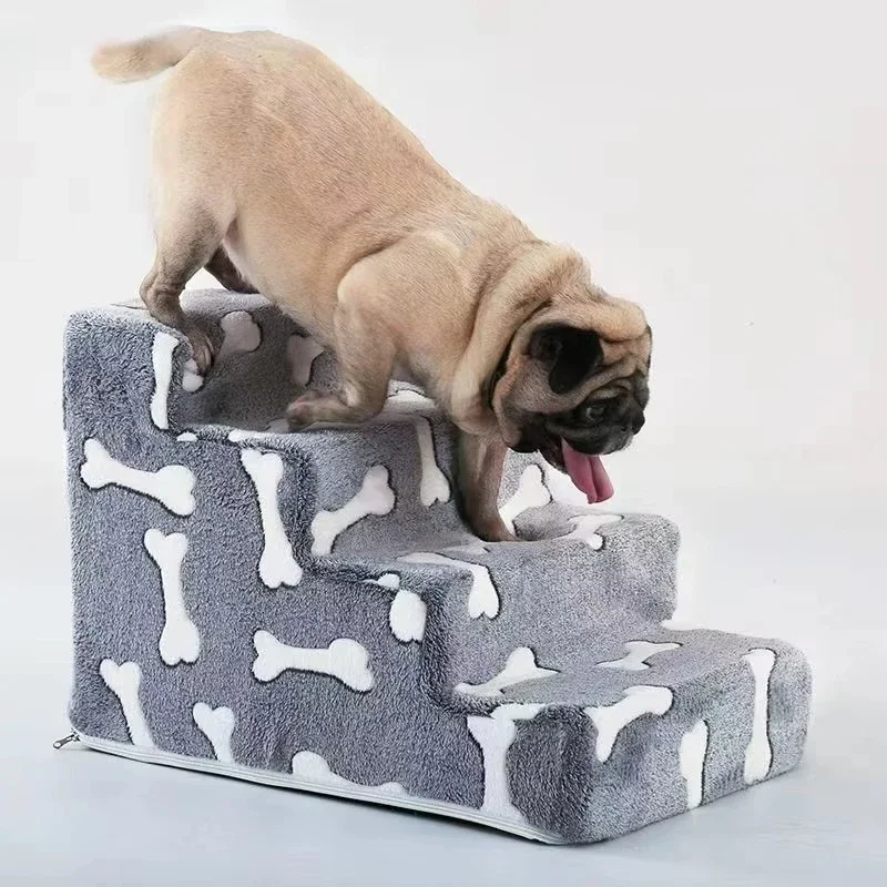 Ladder Dogs Pets Bone Shape Puppys Stairs Beside The Sofa Bed Ramp For Dogs Protecting Pets Joint Safety Stairs For Elderly Dogs
