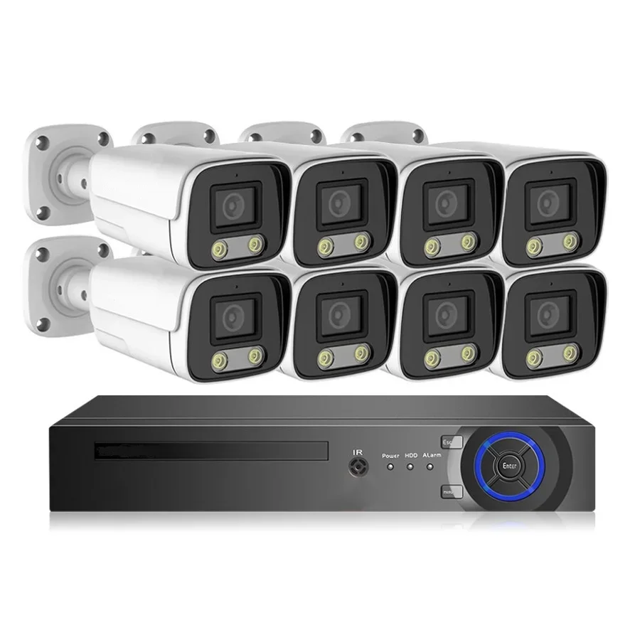 Two-way Audio 8 Channel H.265 POE 4K CCTV IP Cameras Kits Video Surveillance Cameras System NVR 8CH 8MP 8 CH Home OEM 2 Years