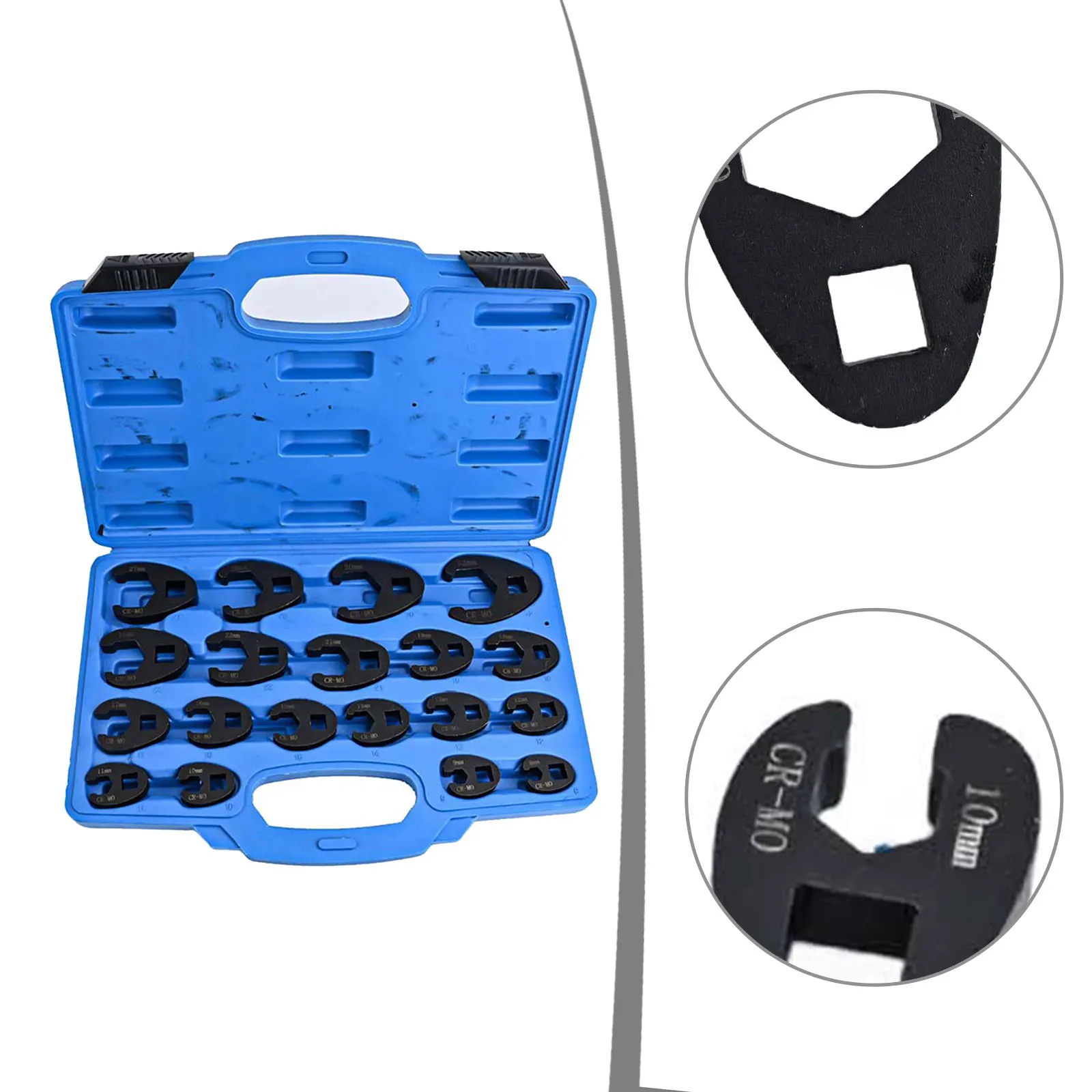 

For 1/2'' Drive Tools 19pcs Wrench Set Crowfoot Wrench Set Transporting Between Job Sites Rust-proof Heavy-duty Case