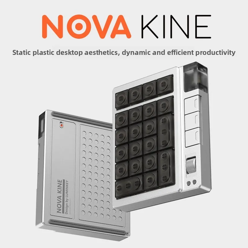 LUMINKEY NOVA KINE Numpad 7-in-1 Modular Layout Hot Swappable QMK/VIA Tri-Mode Wireless Horizontal Knob 3000mAh Custom Macro Pad