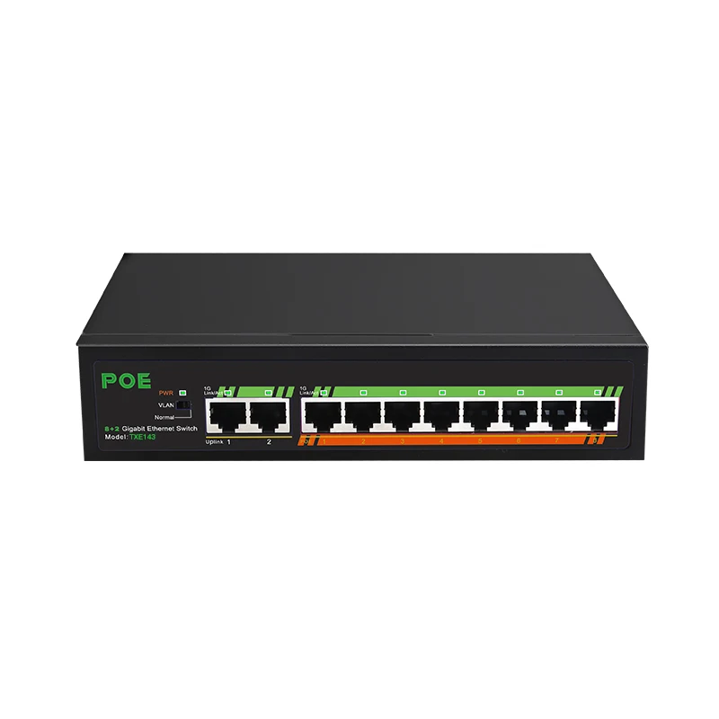 

8-портовый PoE 10/100/1000 Мбит/с + 2 порта 10/100/1000 Мбит/с с внутренним источником питания Неуправляемый гигабитный коммутатор Функция Vlan