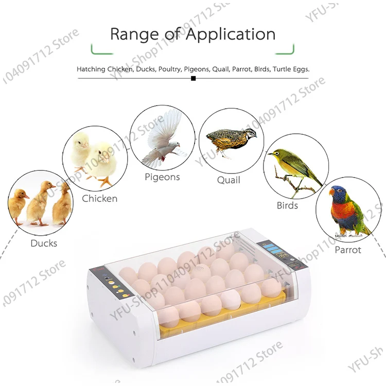 hot sale 2 fans design automatic smart mini controller chicken bird egg incubator YZ-24A