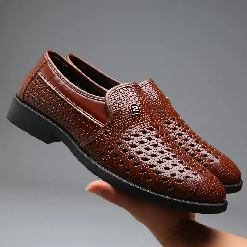 Casual Shoes for Men Summer Breathable Formal Stylish Flats Slip on Dress Loafers for Wedding Party Non Slip Walking Zapatos