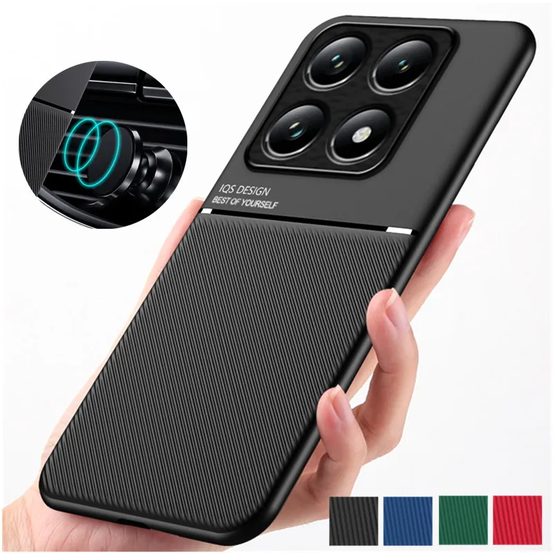 Rugged Non-Slip Case For Xiaomi 14T Pro 5G Cover Car Built-in Magnetic Suction Holder Coque Fundas Shell Capa