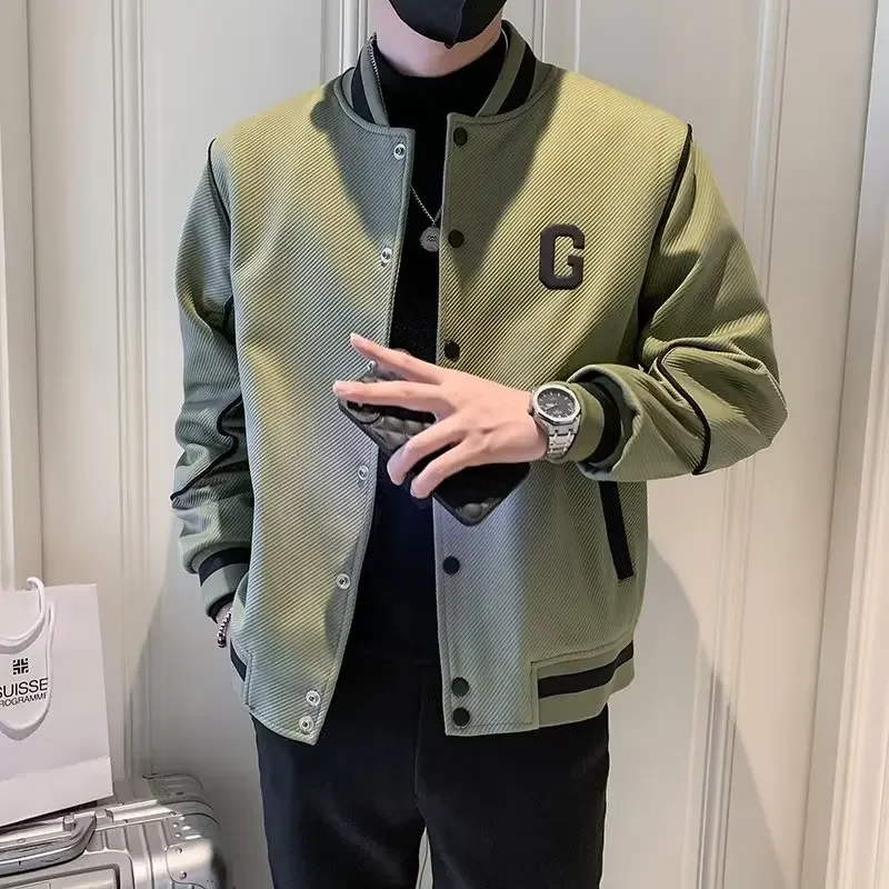 Men Casual Long Sleeve Coats Monochromatic Jackets Stand Collar Streetwear Leisure Fashion Sizes S-3XL 2024.