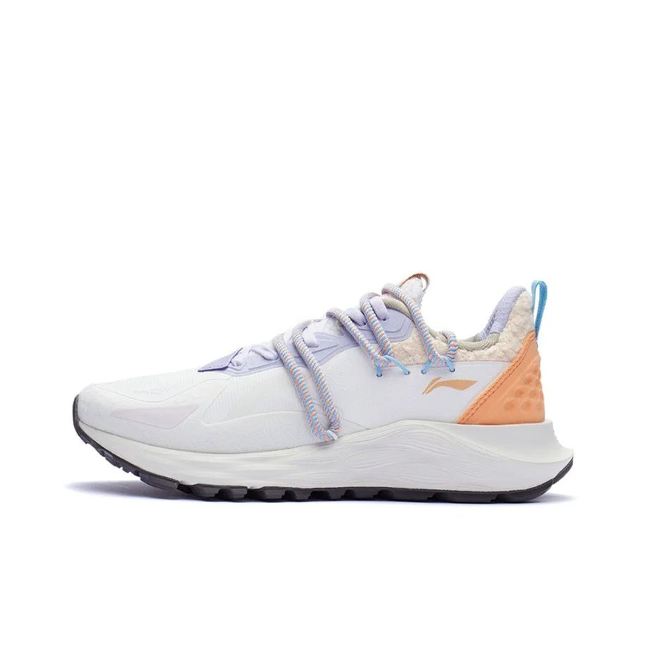Li Ning Cloud Shield PLUS Chaussures de course respirantes et résistantes à l'abrasion pour femmes, couleur blanc brume