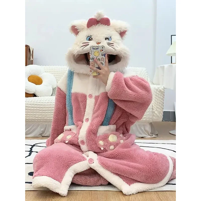 

111 www Adult Marie Cat Cosplay Costume Robes Kigurumi Onesie Anime Nightgown Halloween Cartoon Pajamas