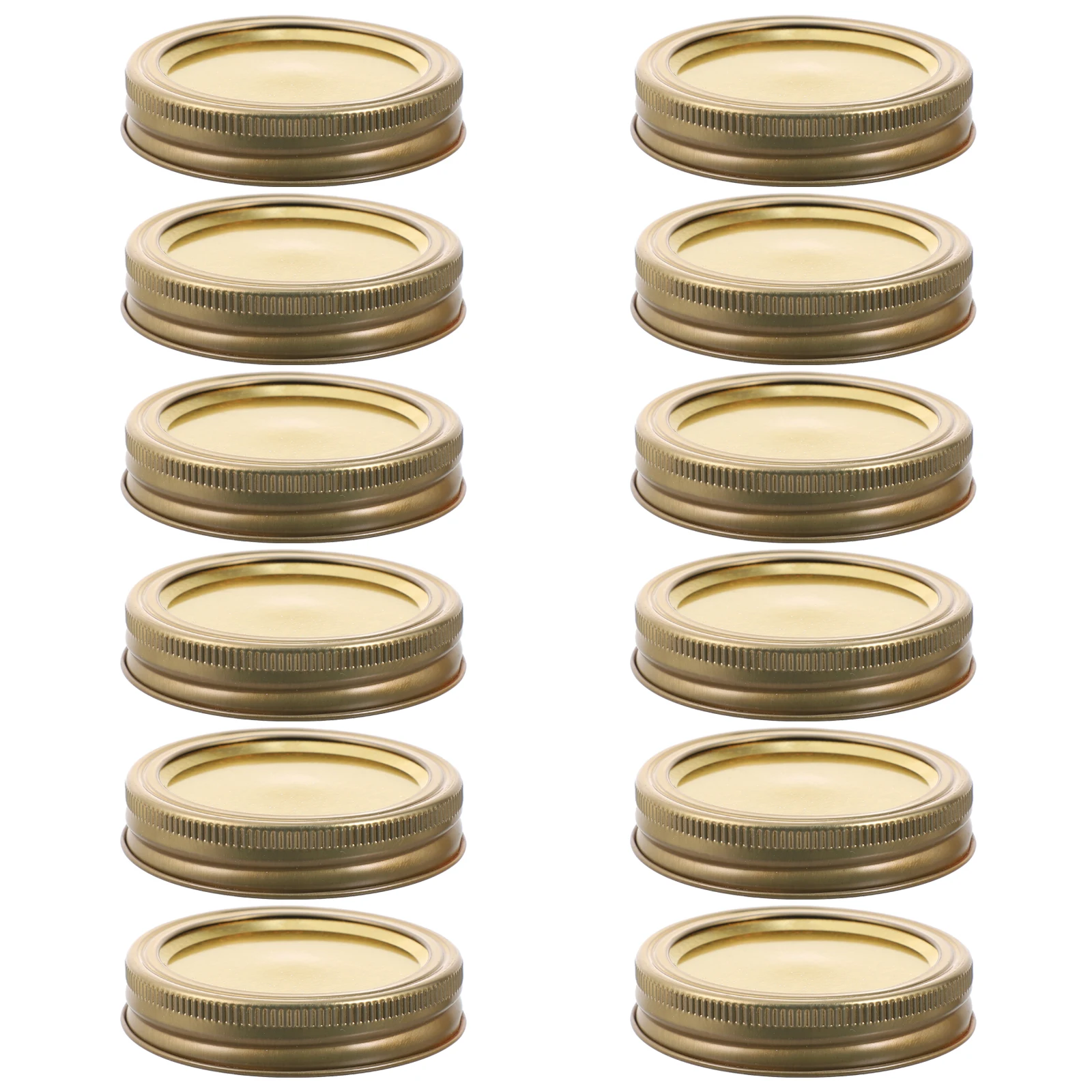 

12 Sets 70mm Tinplate Canning Jar Lids Golden Wide Mouth Food Storage Sealed Bands Kitchen Accessories Canning Jar