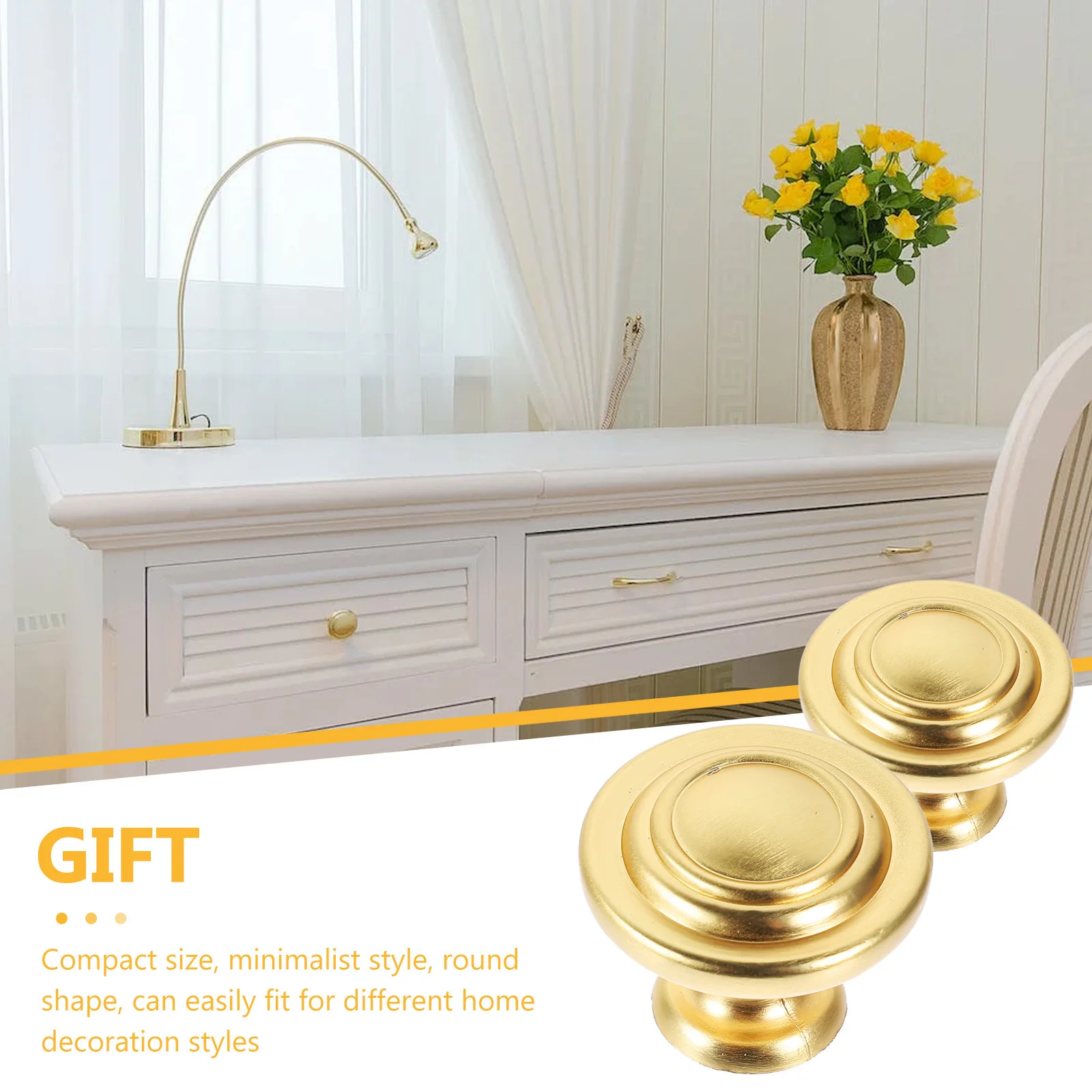 

2Pcs Copper Brushed Cabinet Knobs Modern Round Minimalist Door Pulls Furniture Handles Drawer Pulls Decorative Door Knobs