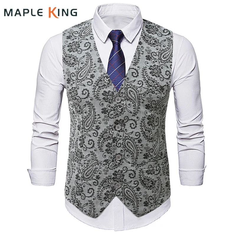 

Мужской повседневный жилет Colete Masculino, винтажная куртка без рукавов, роскошный дизайнерский мужской пейсли с цветочным принтом, праздничное платье, костюм, жилет