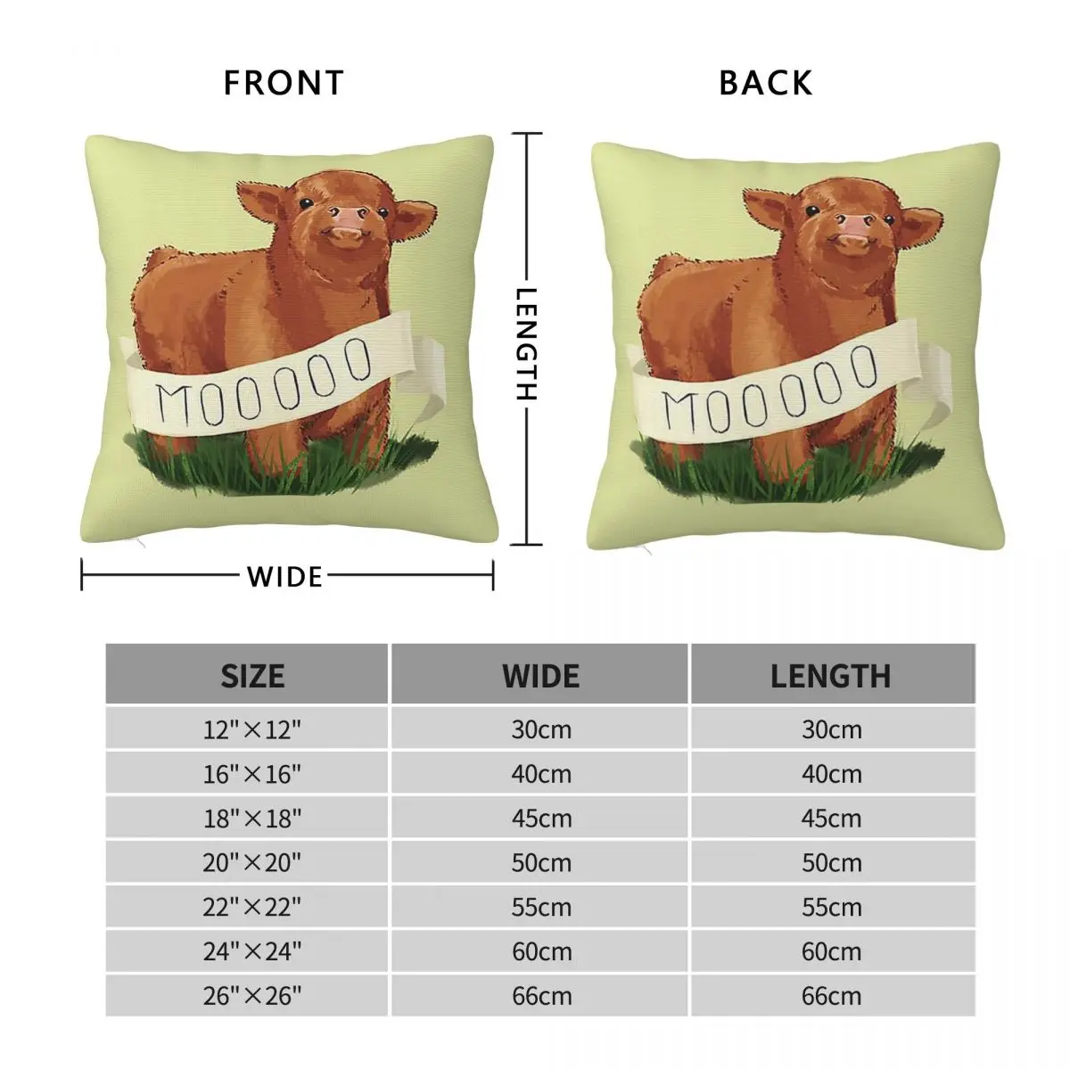 Baby Highland Cow Square Pillowcase Pillow Cover Polyester Cushion Decor Comfort Throw Pillow for Home Living Room