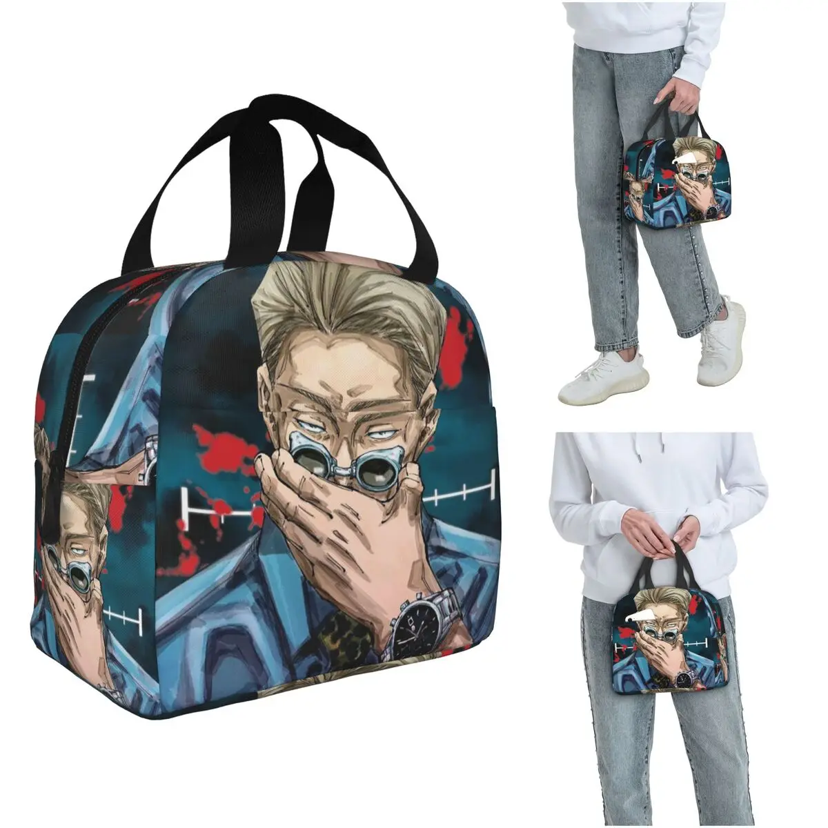 

Изолированная сумка для обеда в стиле аниме Jujutsu Kaisen для детей, школьный холодильник, термосумка для еды, портативная коробка для завтрака, контейнер