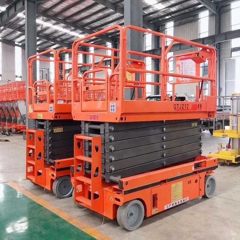 Fully Electric Auto Self Drive Cheap 300kg 500kg Load 6m 8m 10m 14m Scissor Lift 12m Diesel Manlift Self Propelled Lifting Platf