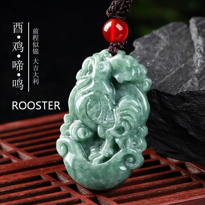 Natural A Goods Jadeite Twelve Chinese Zodiac Rat Tiger Pendant Jewelry Hand-carved Custom Mascot Jewelry Jade Necklace Gift