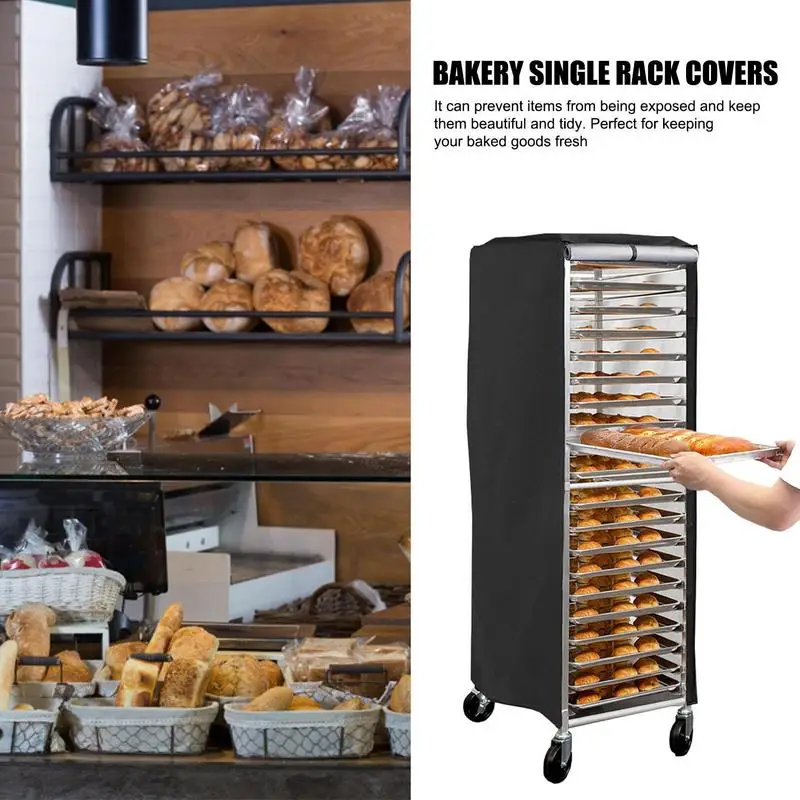 Sheet Pan Rack Cover Bun Pan Rack Cover 2 Zippers 420D Waterproof Silver Painted Dustproof Oxford Cloth Rack Cover Protection