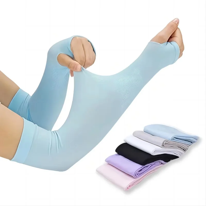 

1/2pairs Arm Cover Ice Fabric Breathable Fast Drying Running Sports Anti UV Long Arm Cover Bicycle Driving Arm Cover