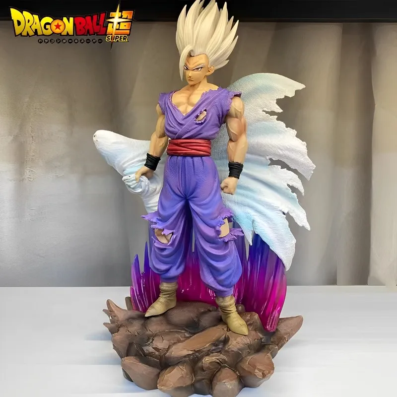 

36CM Anime Gk Dragon Ball Z White God Son Gohan Super Saiyan First Bomb Beast Cape Figures Model Ornaments Peripheral Dolls Gift