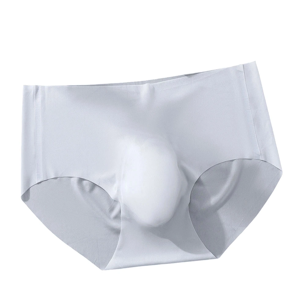 Men's Thin Seamless Japanese Thongs Ice Silk Briefs Underwear 3D Bulge Pouch Solid Underpants Soft Extreme Men's Panties Classic