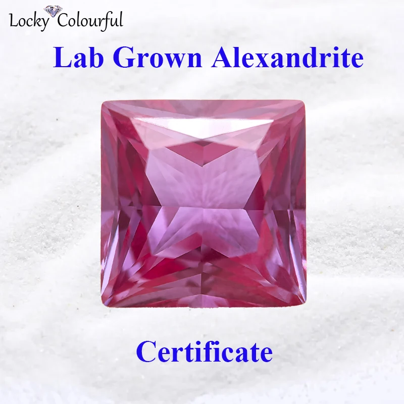 

Lab Grown Alexandrite Stone Purple Color Princess Shape Charms Beads for Diy Jewelry Making materials Selectable AGL Certificate