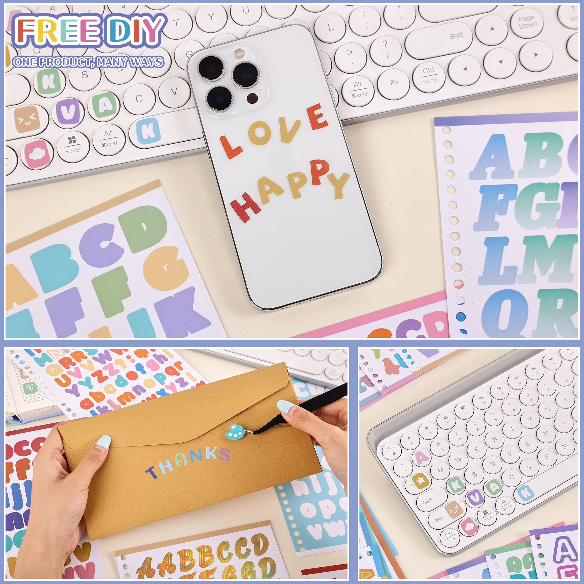 1700+ Pcs Colorful Number Alphabet Stickers, 30 Sheets Self-Adhesive Mini Letter Stickers for DIY Crafts, Cards, Notebook view 5