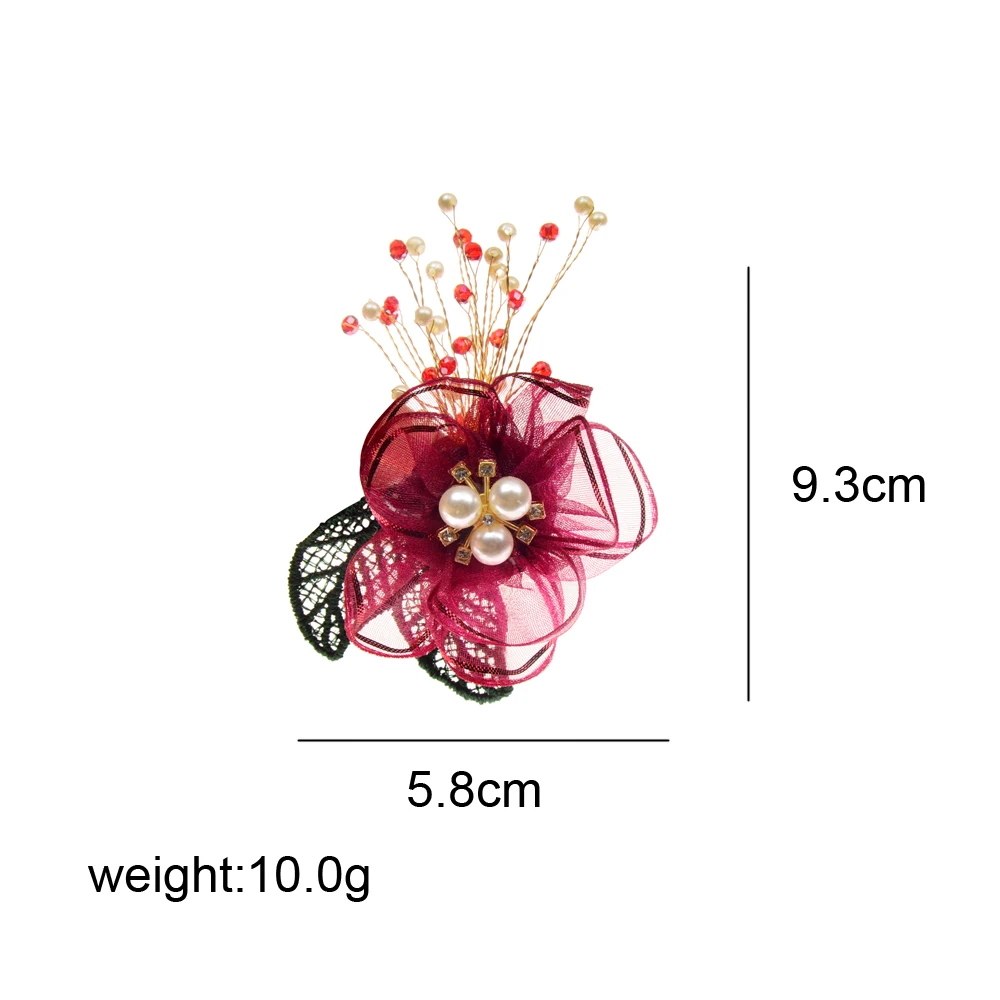 CINDY XIANG Wedding Gauze Fabric Rose Flower Brooches For Women And Men Suit Pin Handmade Corsage Accessories 6 Colors Available