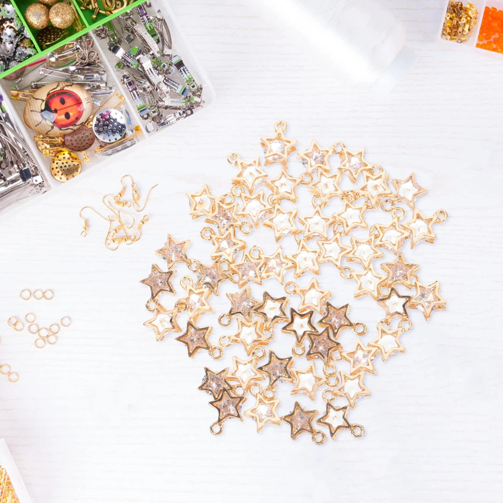 

50pcs Metal Zirconia Charms Vintage Jewelry Supplies Golden DIY Mini Necklace Making Cubic Zirconia Pendant Accessories