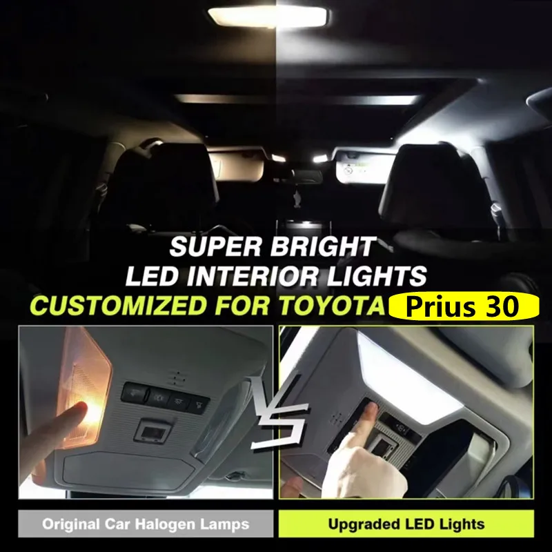 For Toyota Prius 30 XW30 ZVW30 V α 2010~2015 Night Interior Lamps Dome Roof lights LED 4x4 Trunk Reading Lamp White Canbus Bulbs