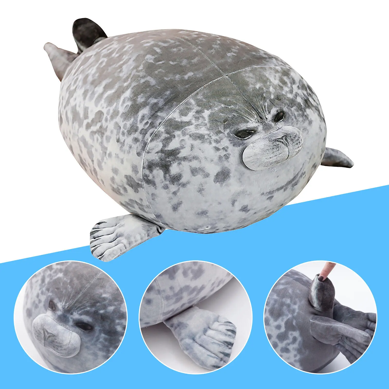 30cm Seal Pillows Plush Toys Soft Stuffed Animal 3D Novelty Sea Lion Doll Sleeping Pillow Throw Birthday Gifts for Kids Girls