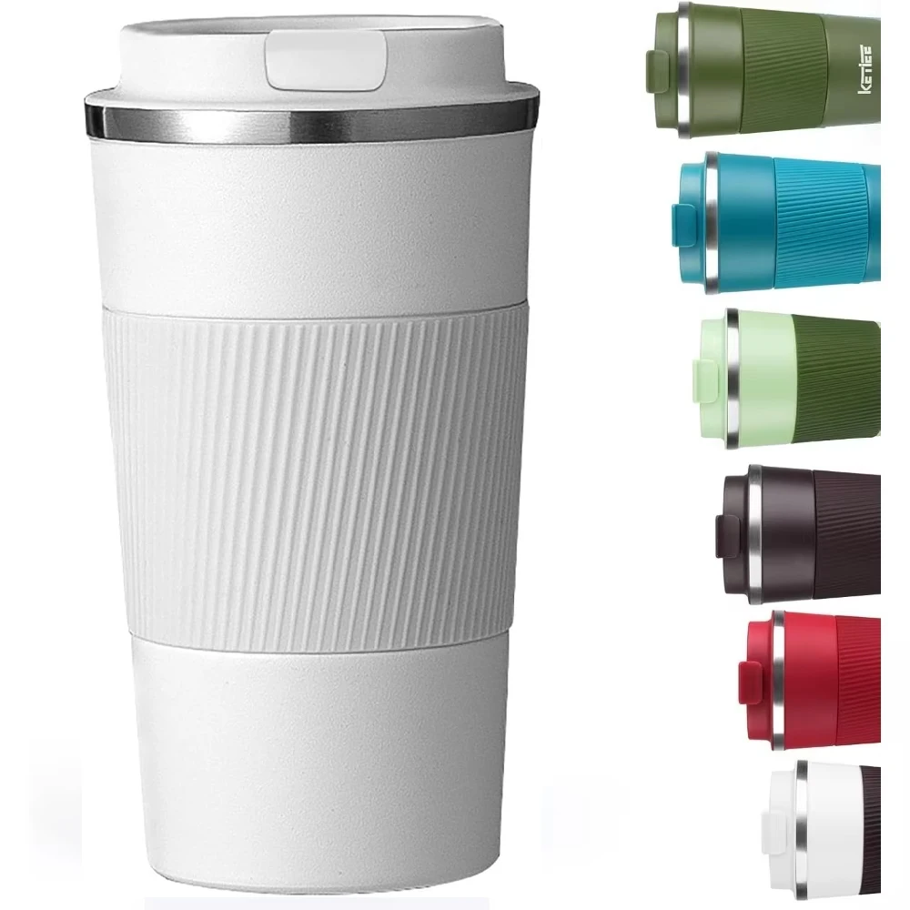 510 ml Reisebecher, vakuumisoliert, Kaffeebecher mit auslaufsicherem Deckel, doppelwandig, wiederverwendbar, für heißen und eisgekühlten Tee aus Edelstahl