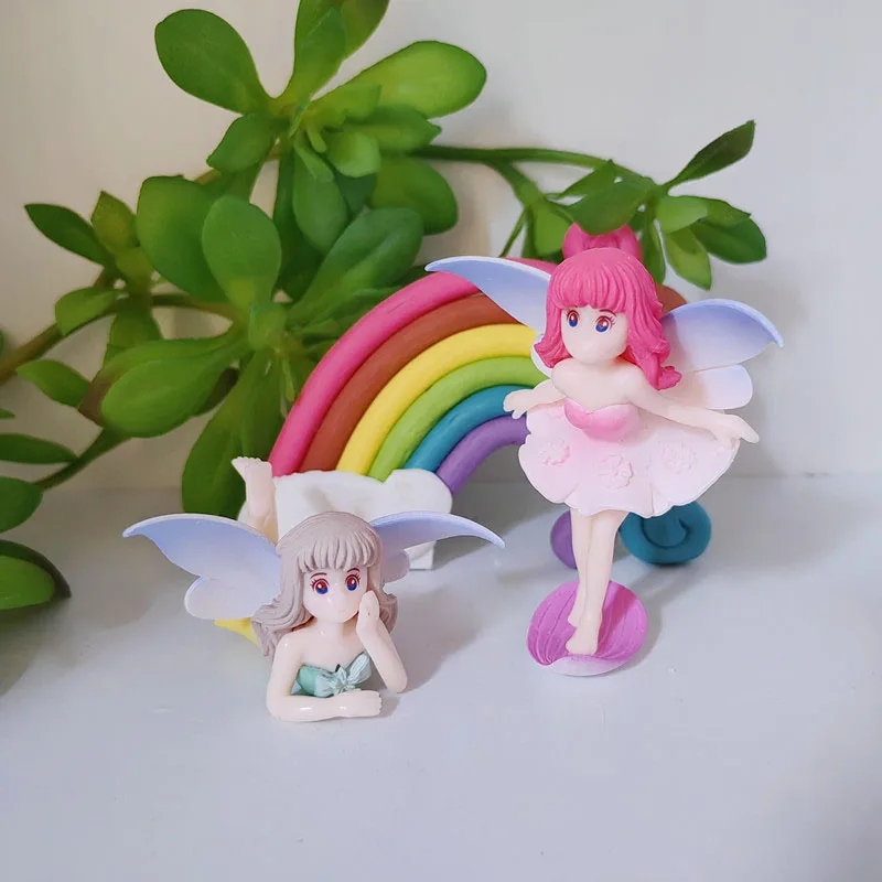 4pc Flower Fairy Elf Figure Ornament Pvc Craft Miniature Figure Tiny for Garden Micro Landscape Potted Decor