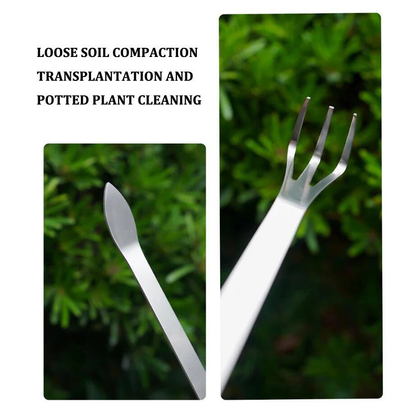 Multifunctional Stainless Steel Gardening Rake Bonsai Root Loosen Soil Spatula