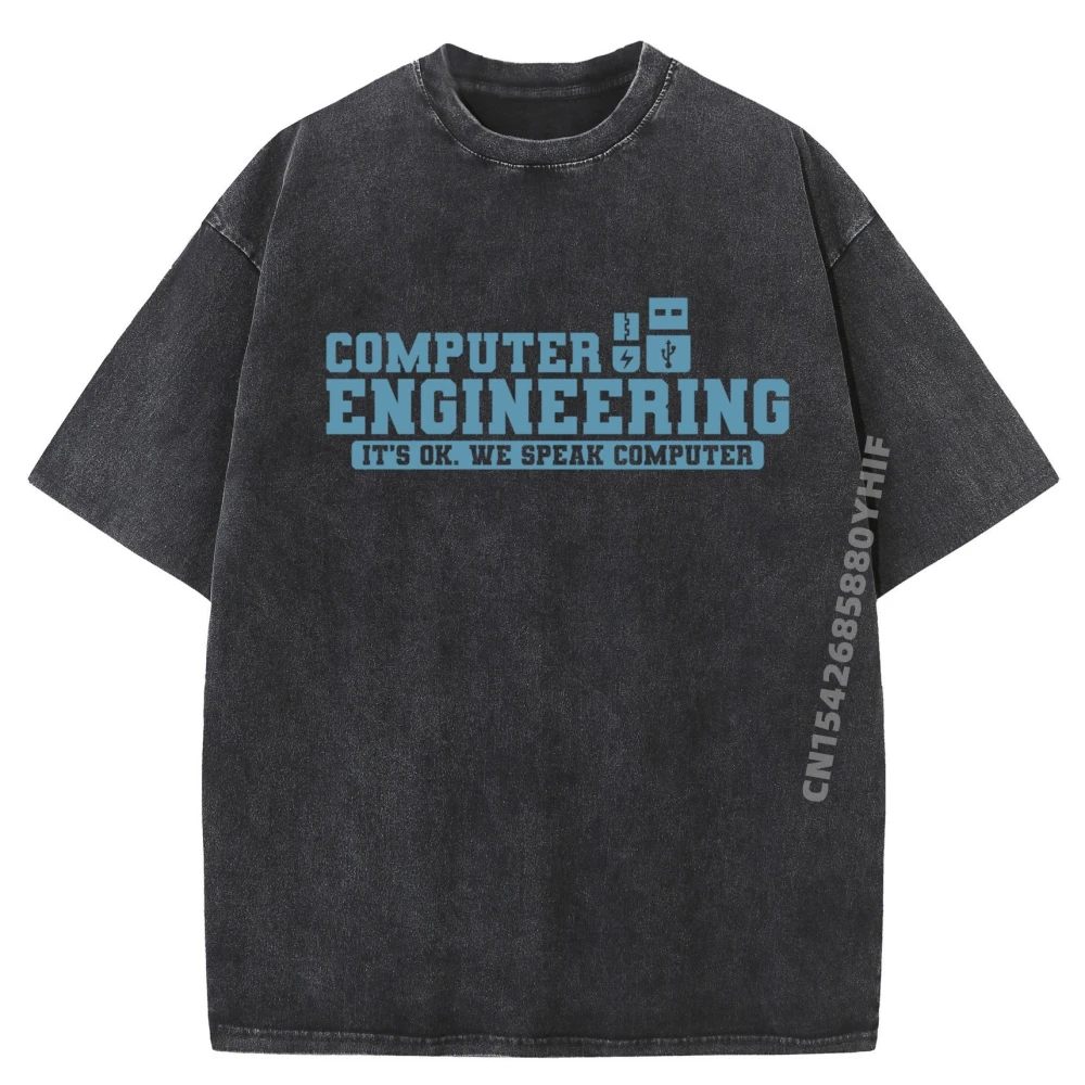 

Computer Engineer It Okay We Speak Computer Shirts Graphic Tee Men's Shirts Retro Washed T-shirt Outdoor Oversized Tee
