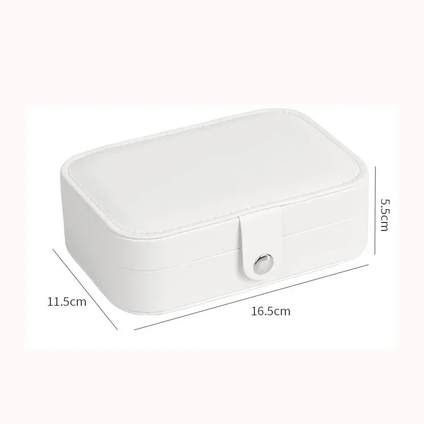 Portable Jewelry Casket Jewelry Organizer Display Travel Jewelry Case Boxes Button Leather Storage Earrings Ring Box