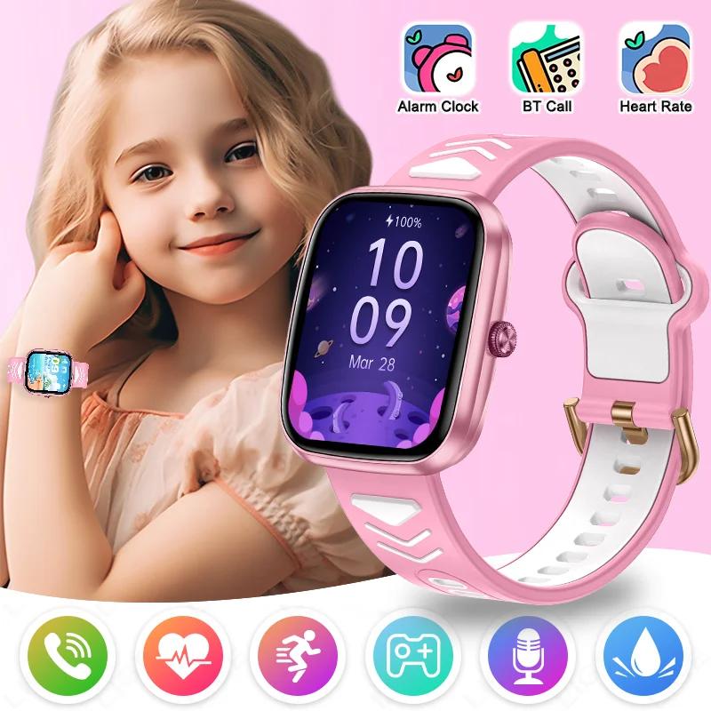 

LIGE Kids Smart Watch Bluetooth Call Puzzle Game Child Smartwatch IP67 Waterproof Health Monitoring For Boys Girls Present Gift
