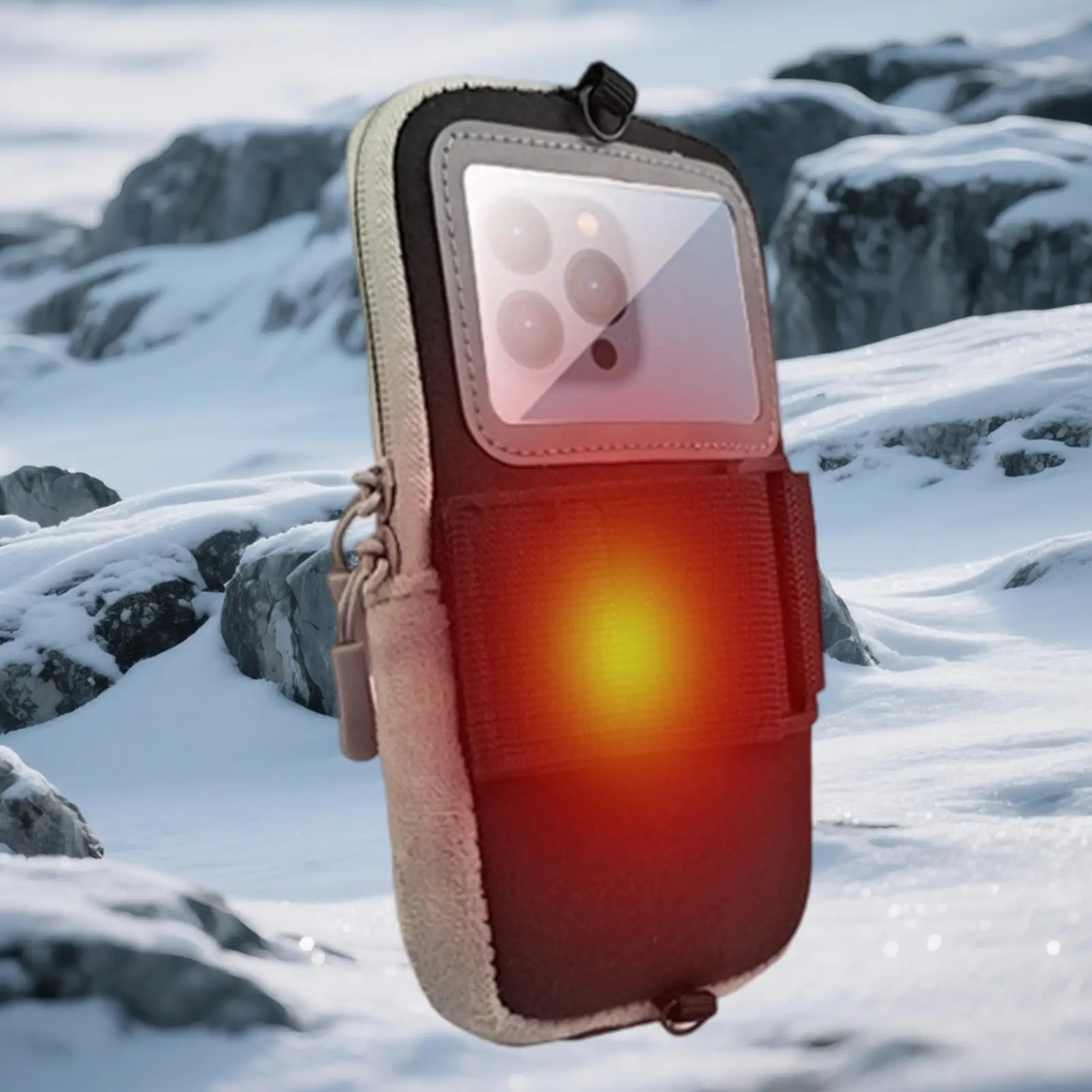الشتاء في الهواء الطلق الهاتف التدفئة حالة الحرارية جراب هاتف التدفئة السريعة للماء الحقيبة USB التدفئة الحقيبة حماية البطارية