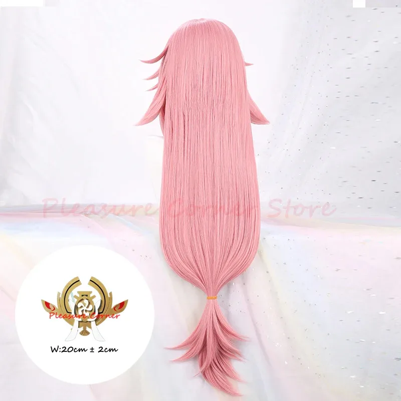 

qq023Genshin Impact Моделирование кожи головы Розовые длинные предварительно стилизованные аниме парики Genshin Inazuma Yae Miko Косплей парик