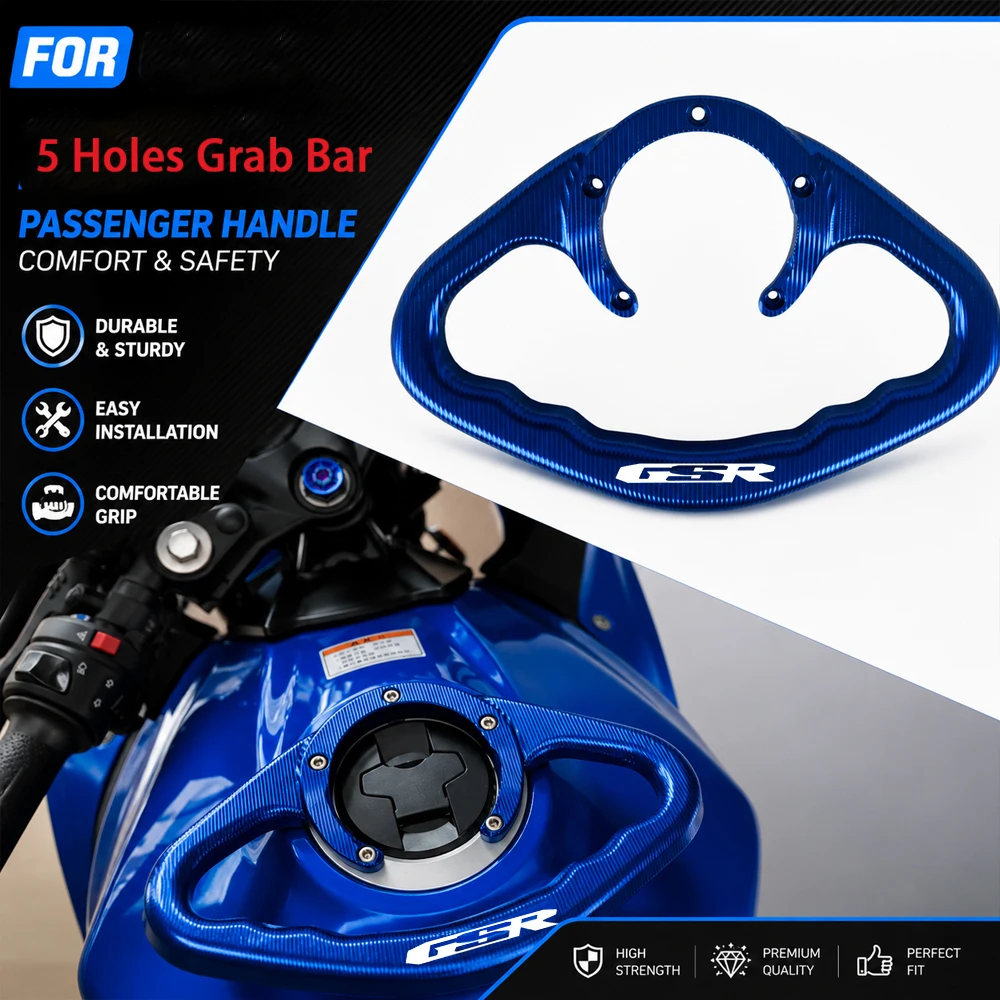 For Suzuki GSR 600 2006-2011and GSR 750 2011-2015 5 holes Grab Bar Motorcycle Rear Passenger Hand Handle ,aluminum Tank Grab Bar