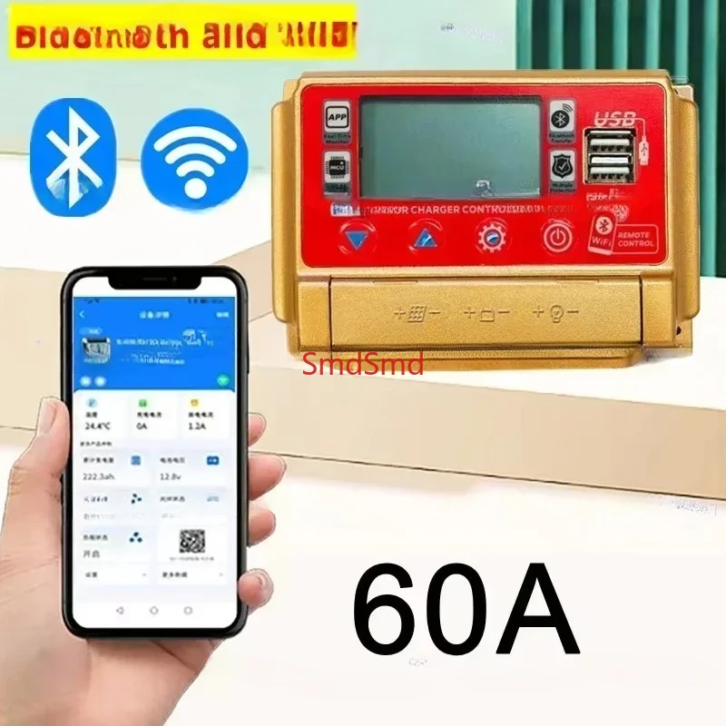 30/40/50/A bluetooth Solar Panel Controller 2 USB Digital Display LCD Screen 12V/24V MPPT Solar Panels Battery Charge Controller