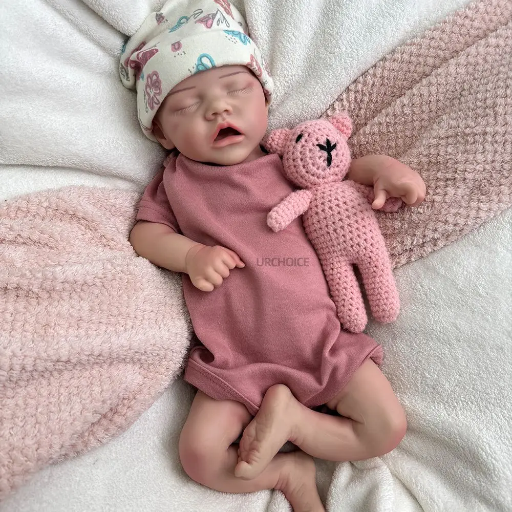 18-calowa realistyczna skóra z funkcjami dyskietki silikonowa lalka Reborn ważona zmywalna noworodek dziewczynka do kolekcji edukacyjnej
