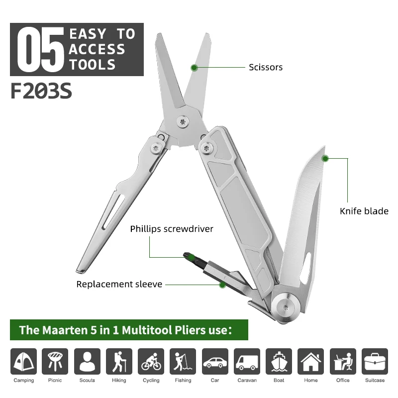 Outdoor Portable Multitool Camping Survival with Scissors Screwdrivers Knife Unique Gifts for Men Dad Husband