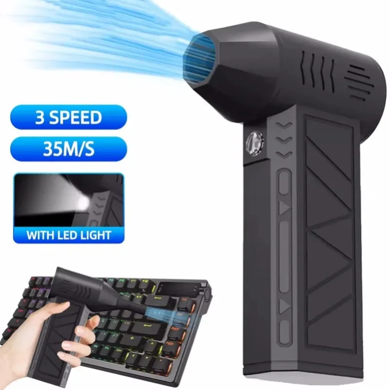 

Mini Turbo Jet Fan Electric Air Duster Adjustable Wind Speed Turbo Violent Blower Rechargeable with Light Car Cleaning