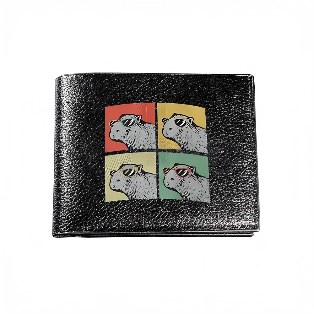 Four Panel Capybara Art Design Men's Wallet Card Holder Casual Business Fashion Print Style Accessory