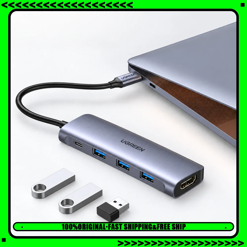 UGREEN CM136 70495 5-in-1 USB-C Hub, 4K 60Hz HDMI, 3 USB 3.0 Ports, 100W PD Charging Adapter for Laptop