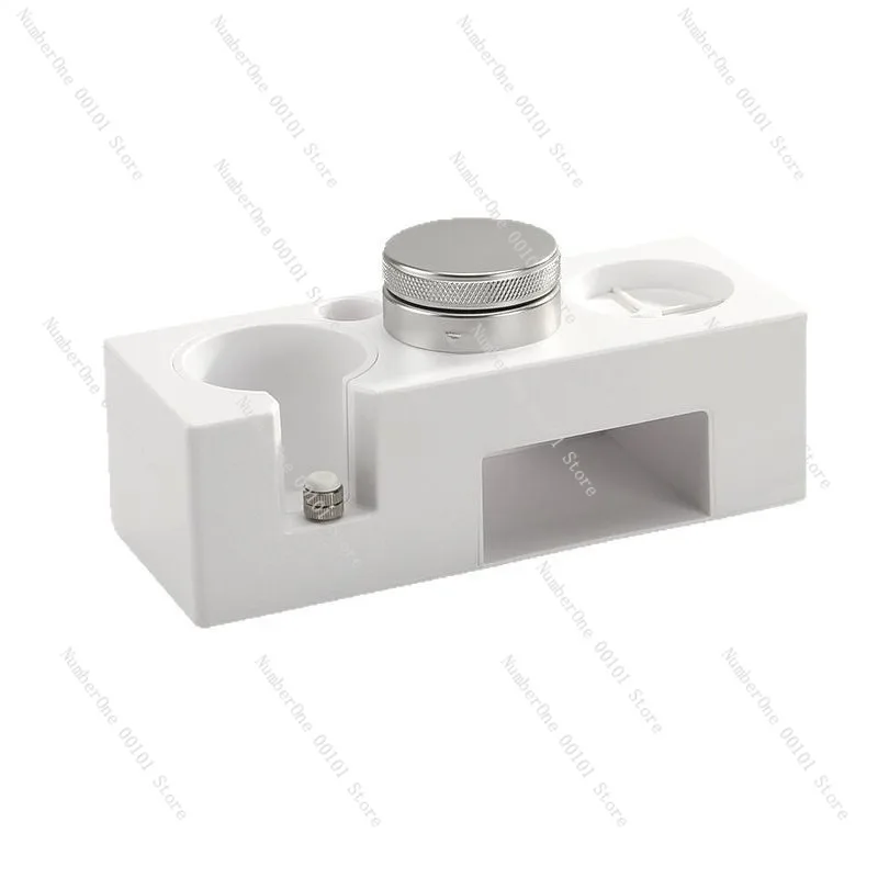 Conjunto de Distribuidor e Compactador de Café Barista Branco 2 Peças, Ferramenta de Pressão para Espresso com Base de Armazenamento para Compactação e Nivelador de Pó